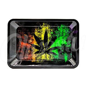 Black Leaf Rasta Colours Metal Rolling Tray