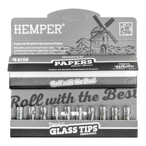 Hemper French King Size Papers + 6mm Glass Tips Bundle - Slim Rolling Kit