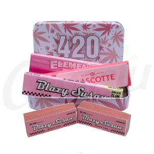 ''Amber'' 420 Pink Leaf Tin Pink Paper Set