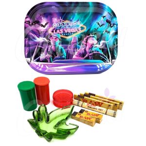 Bat Country Las Vegas Metal Rolling Tray Ash Tray Set