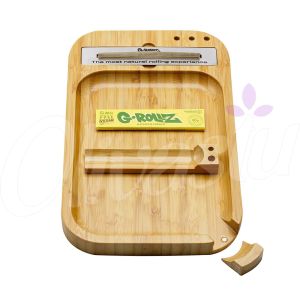 G-Rollz Big Portable Bamboo Rolling Tray & Storage Box 28 x1 7cm