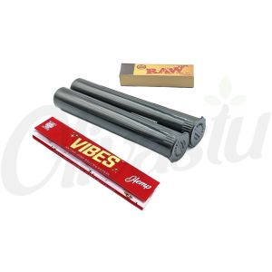 Vibes Hemp Rolling Papers + Pop Top Cone Holder + Raw Tips