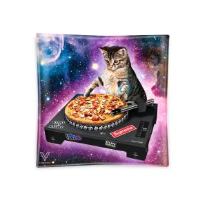 DJ Cat Glass Ashtray - Cosmic Pizza Cat