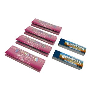 4 x Elements Pink 1¼ Rolling Papers + 2 x Elements Tips Bundle
