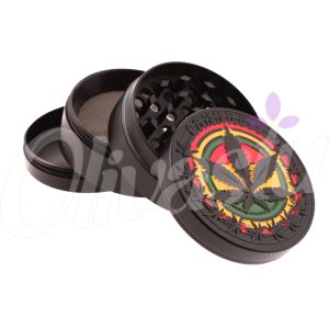 2D Rasta Leaf 4 Part 50mm Metal Herb Grinder