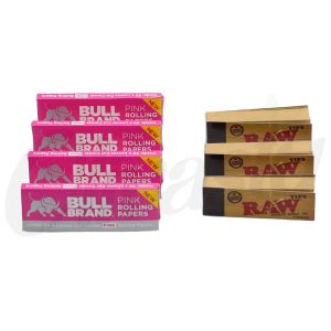5 x Bull Brand Pink Regular Paper 3 Raw Filter Tips