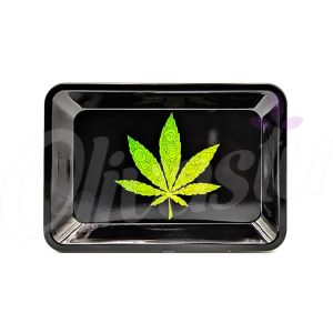 Black With Green Swirls Leaf Rolling Tray