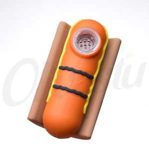 Hot dog Silicone Smoking Pipes with Glass Bowl