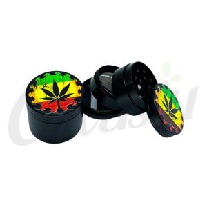 4 Part Metal Herb 50mm Grinder - Rasta Leaf