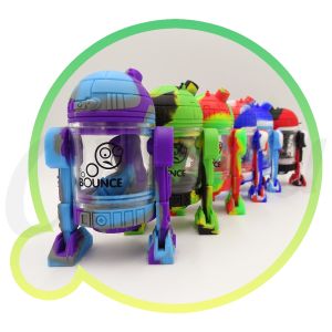 Bounce! Bleep Robot Glass & Silicone Bong Pipe (Random Colour) - 14.5cm