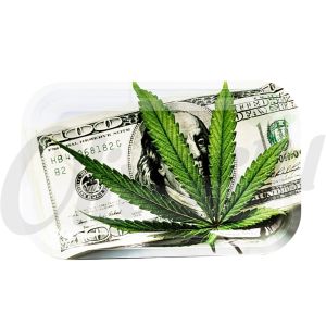 100 Dollar Bill Green Leaf Design Rolling Tray