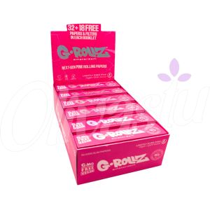 G-Rollz Pink King Size Slim Papers + Tips (Box of 24)