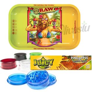 RAW Brazilian Girl Small Metal Rolling Tray Set