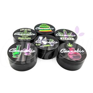 3 Part Metal Herb Grinder - Green Leaf
