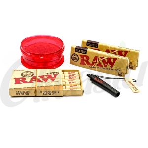 RAW Classic 1 1/4" Rolling Papers Cone Creator Set with Grinder & Pre Rolled Tips