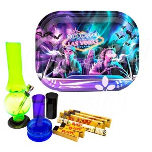 Bat Country Las Vegas Metal Rolling Tray Bong Set