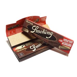 Smoking Unbleached Brown King Size Slim Rolling Paper + Filter Tips