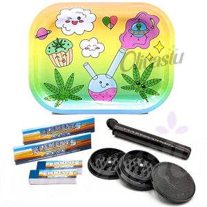 Rolling Tray Set with Elements Papers & Tips - Cute Bong