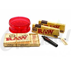 RAW Classic Papers Single Wide Cone Creator Set with Grinder & Pre Rolled Tips