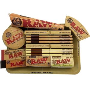 RAW Mini Rolling Tray & Papers Gift Set PLUS