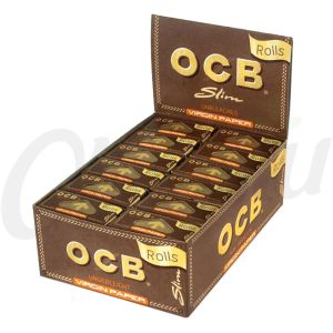 OCB Virgin Unbleached Slim Rolls Rolling Papers (Box of 24)