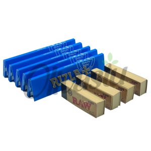 5 x Rizla Blue King Size Slim Rolling Papers + 4 x Raw Filter Tips