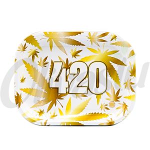 V Syndicate 420 Gold Weed Leaf Rolling Tray