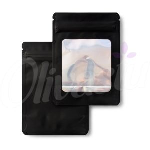 Black Mylar Bags - 3.5g - Matt Black Soft Touch with Large Clear Window
