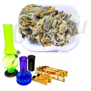 White Girl Scout Cookie Bud Metal Rolling Tray Bong Set