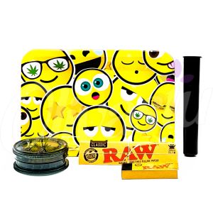 Smiley Faces Emoji Small Rolling Tray Set