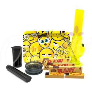 Emoji Smiley Faces Small Tray Rolling Bong Gift Set
