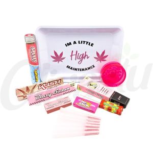 High Maintenance, SPLYFT, Kush & Blazy Susan Pink Rolling Tray Set