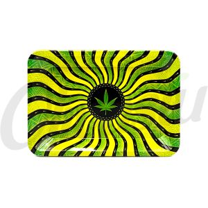 Green Wavy Hypnotic Leaf Rolling Tray