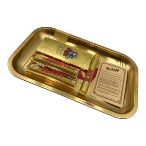 RAW Ethereal Gold Rolling Bundle with Tray, Tube & Premium Papers