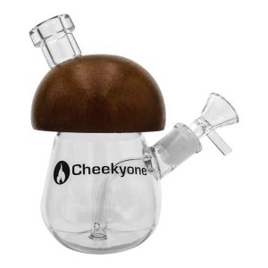Cheekyone Wooden Mushroom Glass Bong 14cm