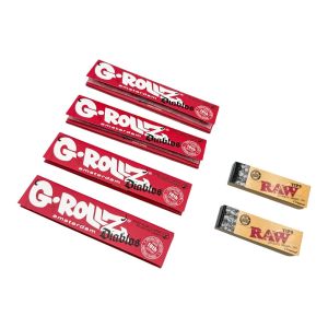 4 x G-Rollz Diablos King Size Slim Papers + 2 x RAW Tips Bundle