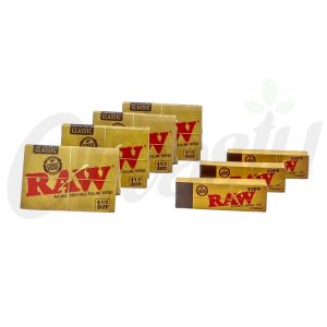4 x Raw Classic 1 1/2 Rolling Papers Skins 3 x Roach Tips