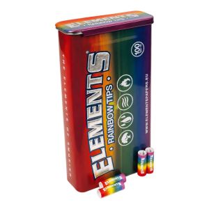 Elements Rainbow Pre-Rolled Tips Tin - 100 Colourful Filter Tips
