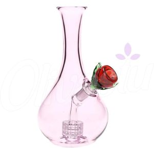 Elegant Pink Vase Valentines Bong with Red Rose Bowl - 18cm