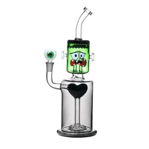 Hemper Dankenstein XL 33cm - Glow in the Dark Double Perc Glass Bong