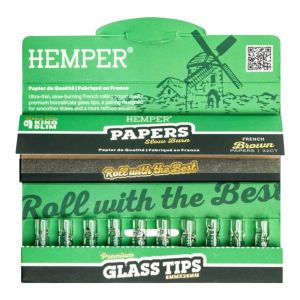 Hemper French Brown King Size Papers + 6mm Glass Tips - Premium Kit