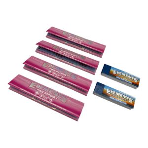 4 x Elements Pink King Size Slim Papers + 2 x Elements Tips Bundle