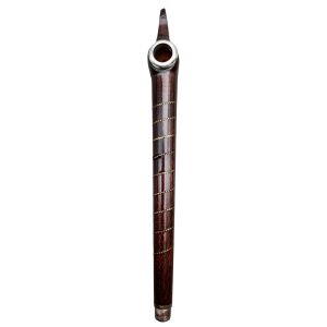 The Brass Boss” - 15cm Medwakh Wooden Pipe with Hand-Carved Inlay (WP656)