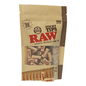 RAW Pre-Rolled Sticky Tips 100 Pack Gummed Rolling Paper Tips