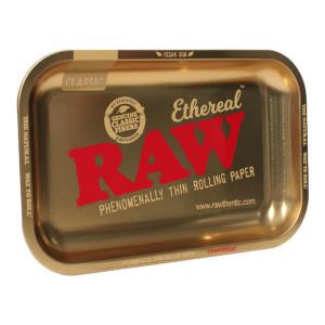 RAW Ethereal Classic Gold Metal Rolling Tray Large 34 x 27cm