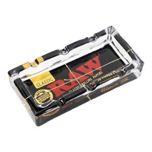 RAW Black Glass Pack Ashtray - Deep Cavity Glass Ashtray