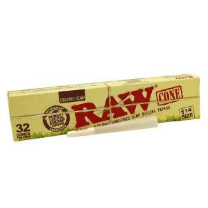 RAW Organic Hemp Pre-Rolled 1 1/4" Cones (32) Box