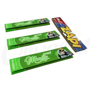 3 Green Monkey King Ultra Thin Papers + 1 Double Tips Slim