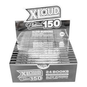 XLOUD Platinum 150mm XL Rolling Papers & Tips (Box of 24)