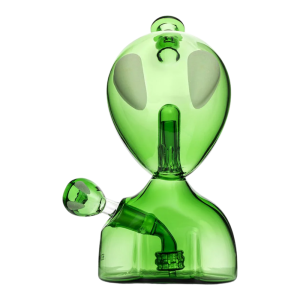 Hemper Alien XL 23cm Green Glass Bong with Glow Eyes & Dual Perc